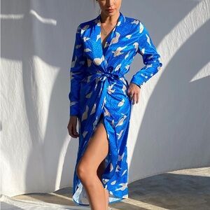 Never Fully Dressed Blue Skyla Wrap Dress,
